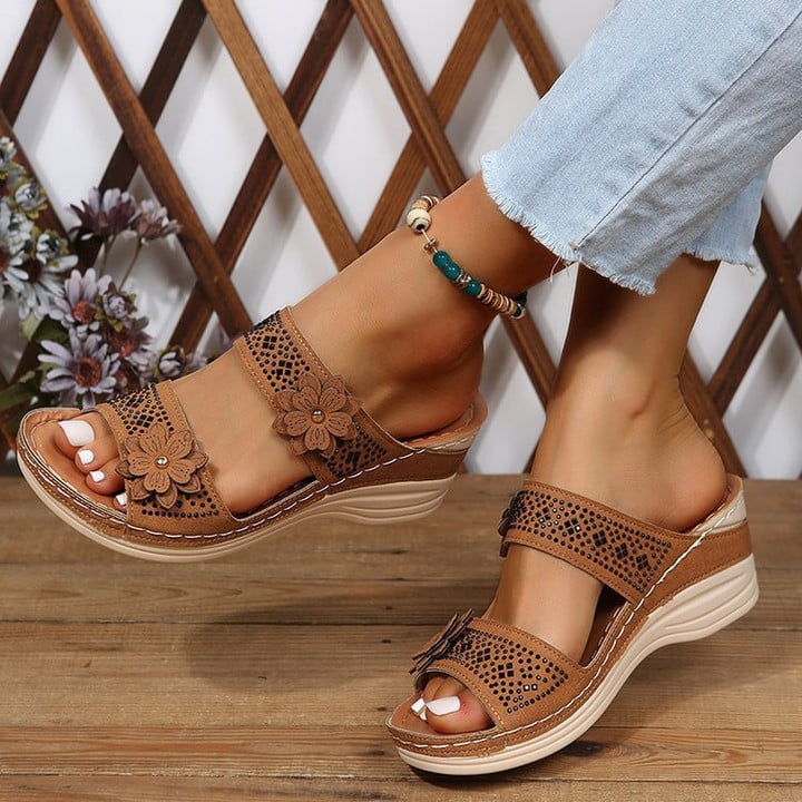 ⏰Last Day 70% OFF 🔥 Floral Wedge Platform Sandals