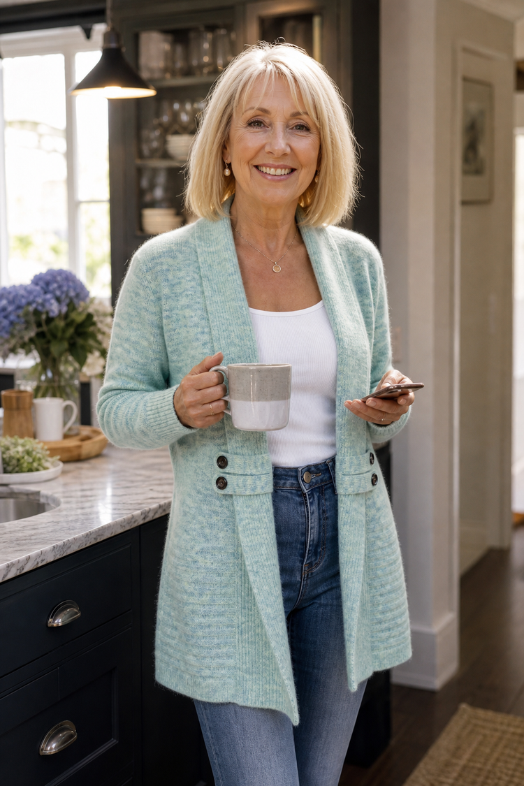 Wearbella – Double-Breasted Belted Knit Cardigan