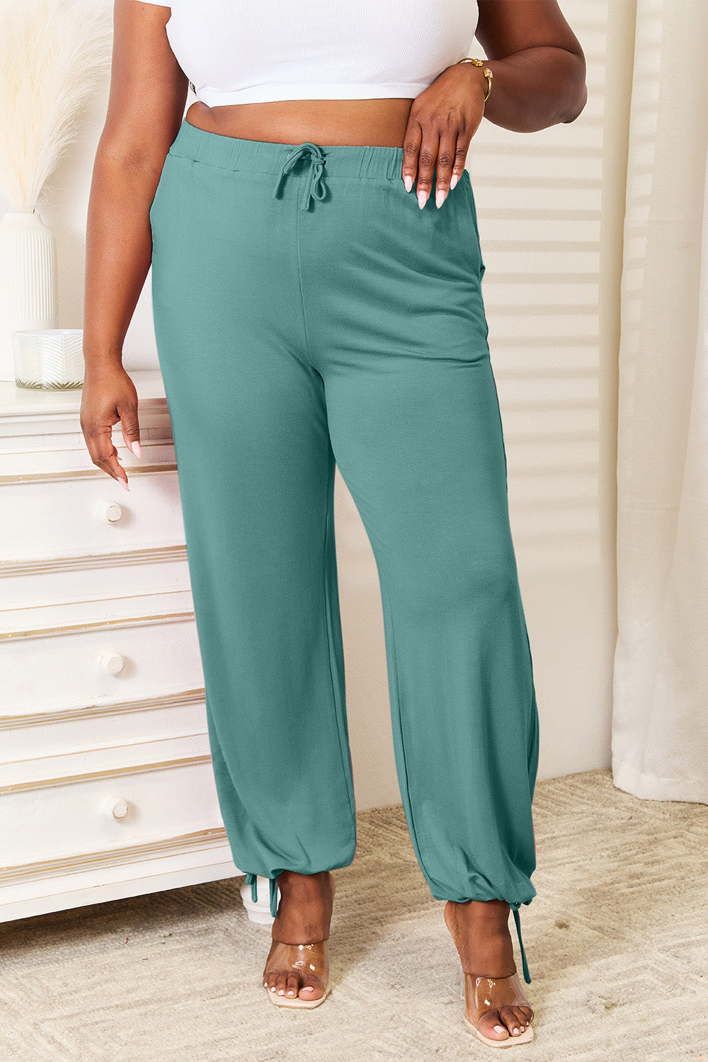 Damen-Loungehose aus weichem Rayon mit Kordelzug
