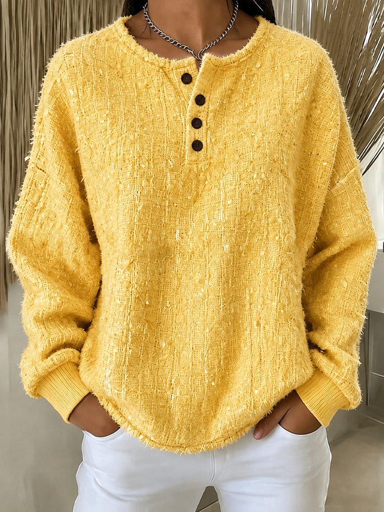 New Arrivals🔥Women's Textured Henley Long-Sleeve Pullover