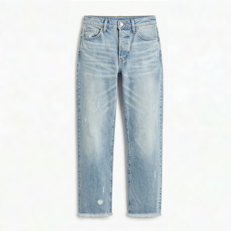 Women's Retro Fringed Cropped Straight Leg Jeans