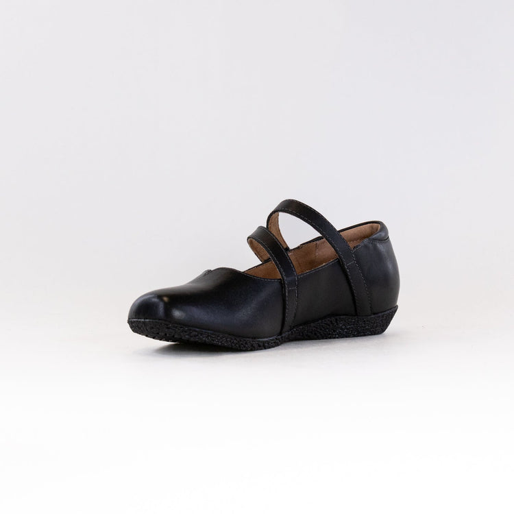 Women's Adjustable Leather Comfort Flats - Black