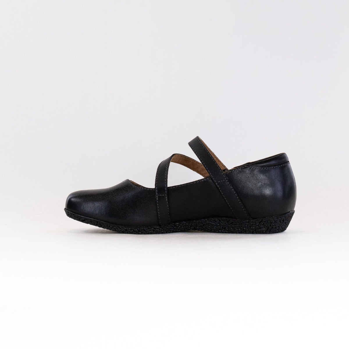 Women's Adjustable Leather Comfort Flats - Black