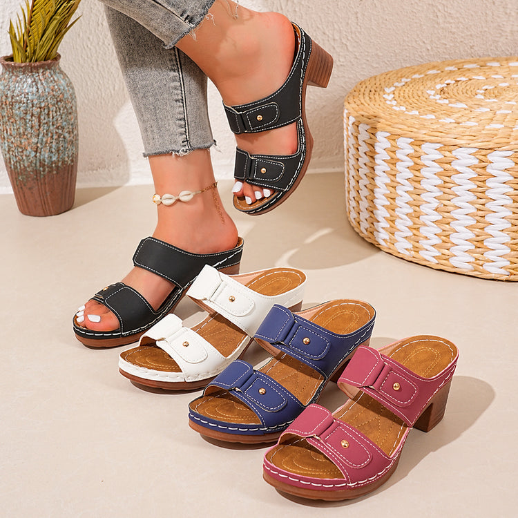 ⏰Last Day 70% OFF 🔥 TOPSFANO® Women's Double-Strap Heeled Slide Sandals