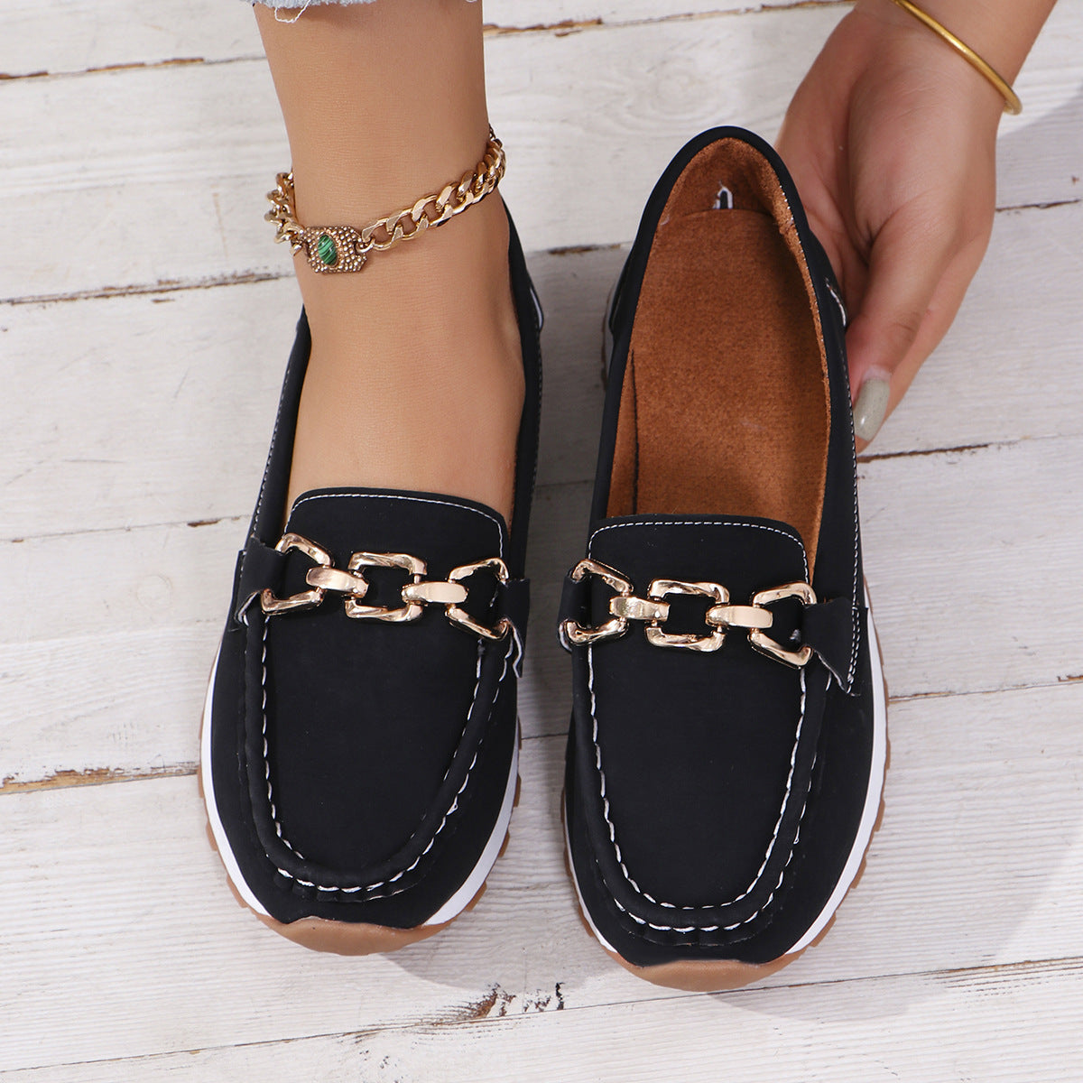 ⏰Last Day 70% OFF 🔥 TOPSFANO® Women's Casual Chain Loafers