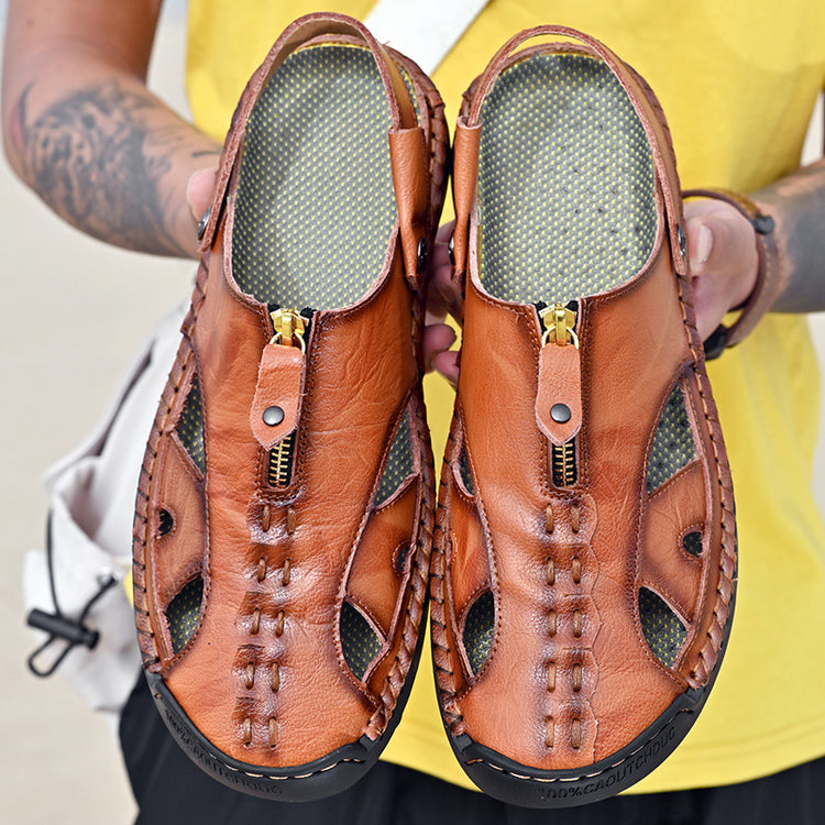 ⏰Last Day 70% OFF 🔥 Large Size Soft Leather Men's Breathable Outdoor Sandals