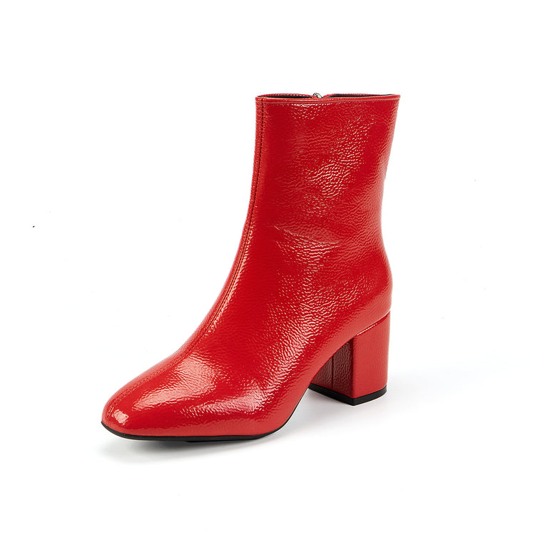 Women's Ankle Boots - Pointed Toe - Side Zipper - Stretch Fit - Mid Heel - Stylish Short Boot