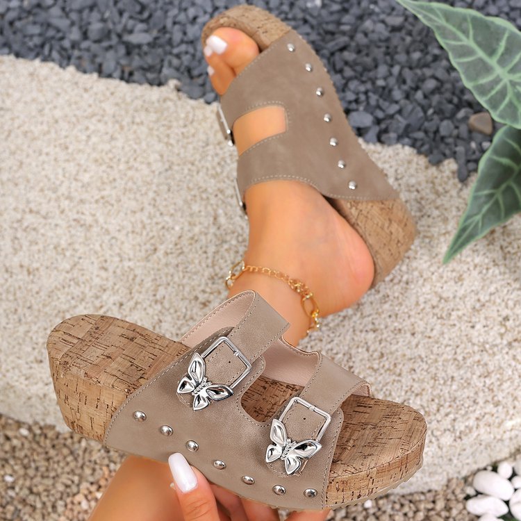 ⏰Last Day 70% OFF 🔥 TOPSFANO® Women's Buckle Wedge Slide Sandals