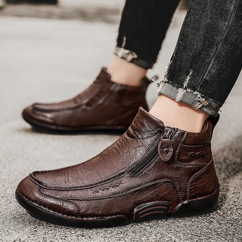 ⏰Last Day 70% OFF 🔥 TOPSFANO® Men's Casual Leather Slip-On Ankle Boots