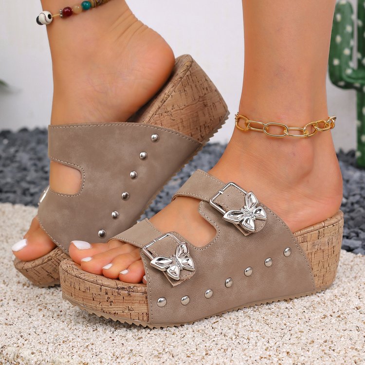 ⏰Last Day 70% OFF 🔥 TOPSFANO® Women's Buckle Wedge Slide Sandals