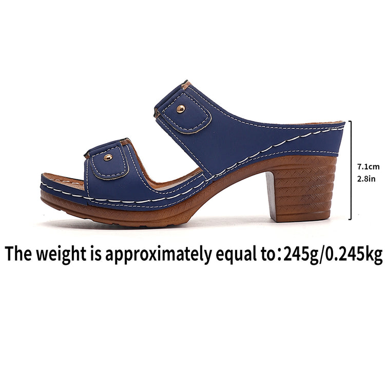 ⏰Last Day 70% OFF 🔥 TOPSFANO® Women's Double-Strap Heeled Slide Sandals
