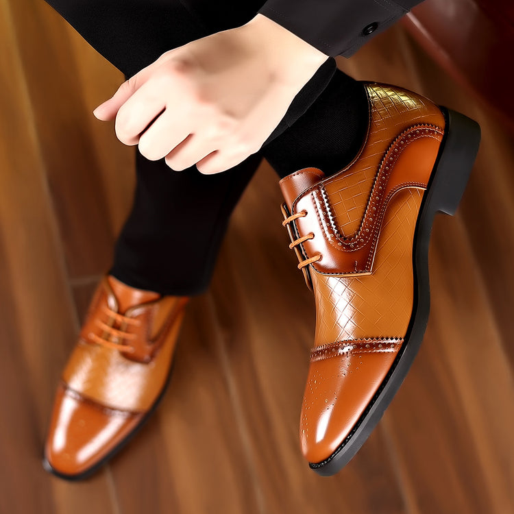 ⏰Last Day 70% OFF 🔥 TOPSFANO® Men's European-Style Patchwork Leather Lace-Up Shoes