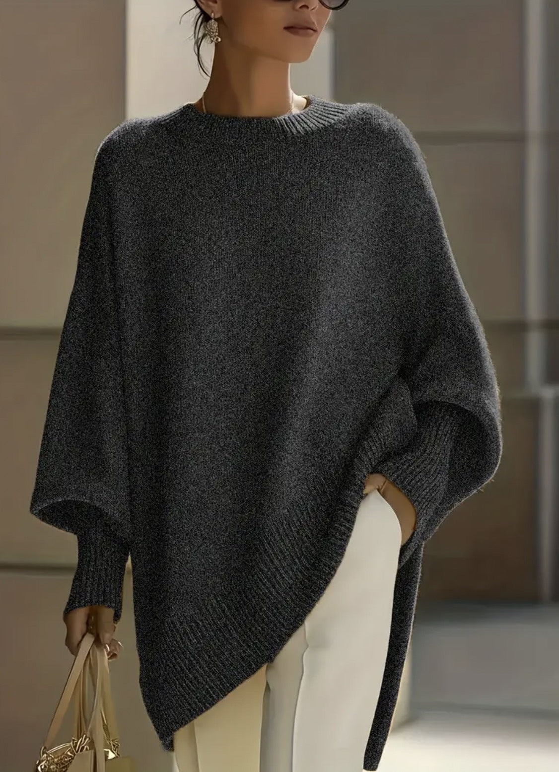 ⏰Last Day 70% OFF 🔥 Women's Cozy Loose Asymmetrical Hem Sweater
