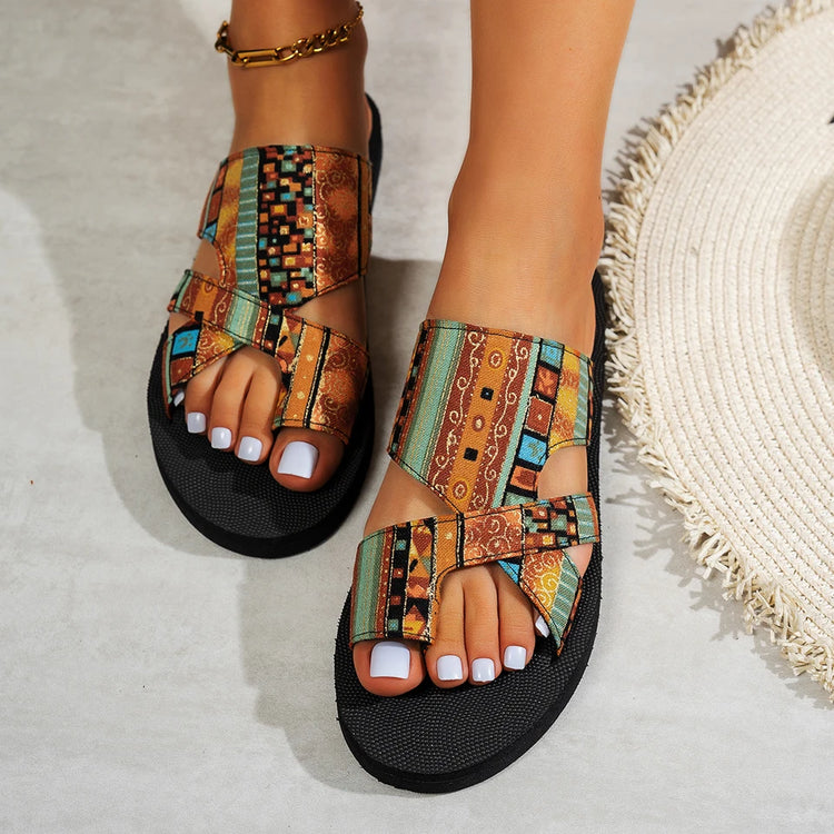 ⏰Last Day 70% OFF 🔥 TOPSFANO® Women's Boho Print Flat Sandals