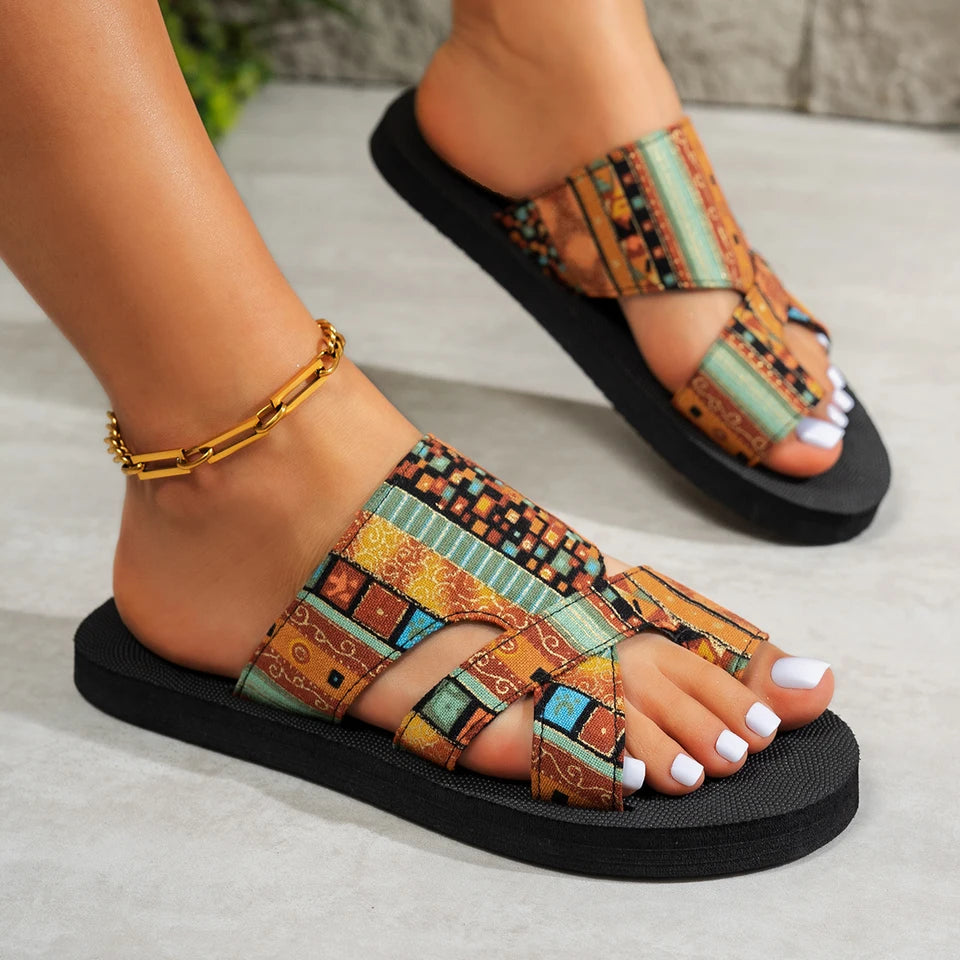 ⏰Last Day 70% OFF 🔥 TOPSFANO® Women's Boho Print Flat Sandals