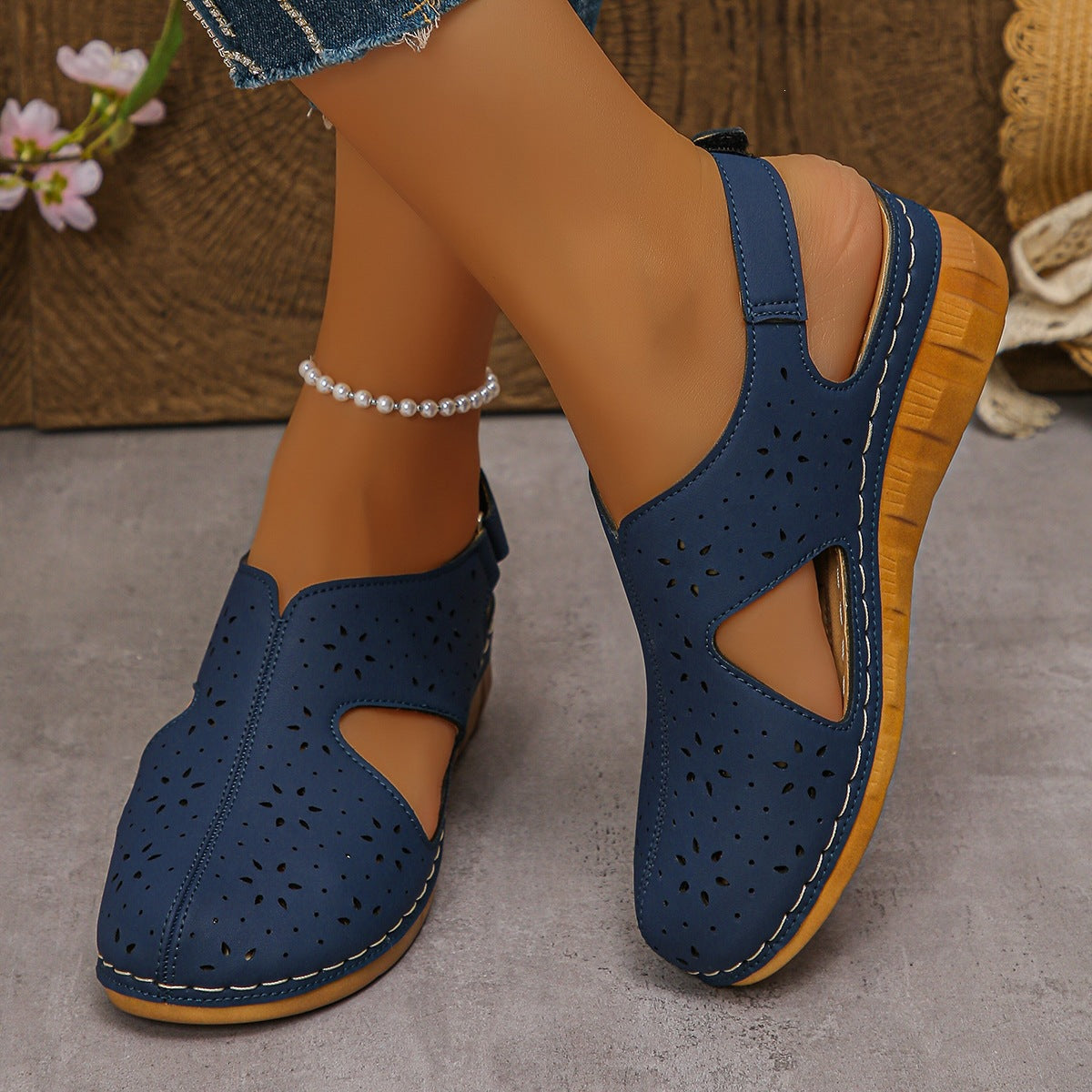 Women's Wedge Sandals with Velcro Straps