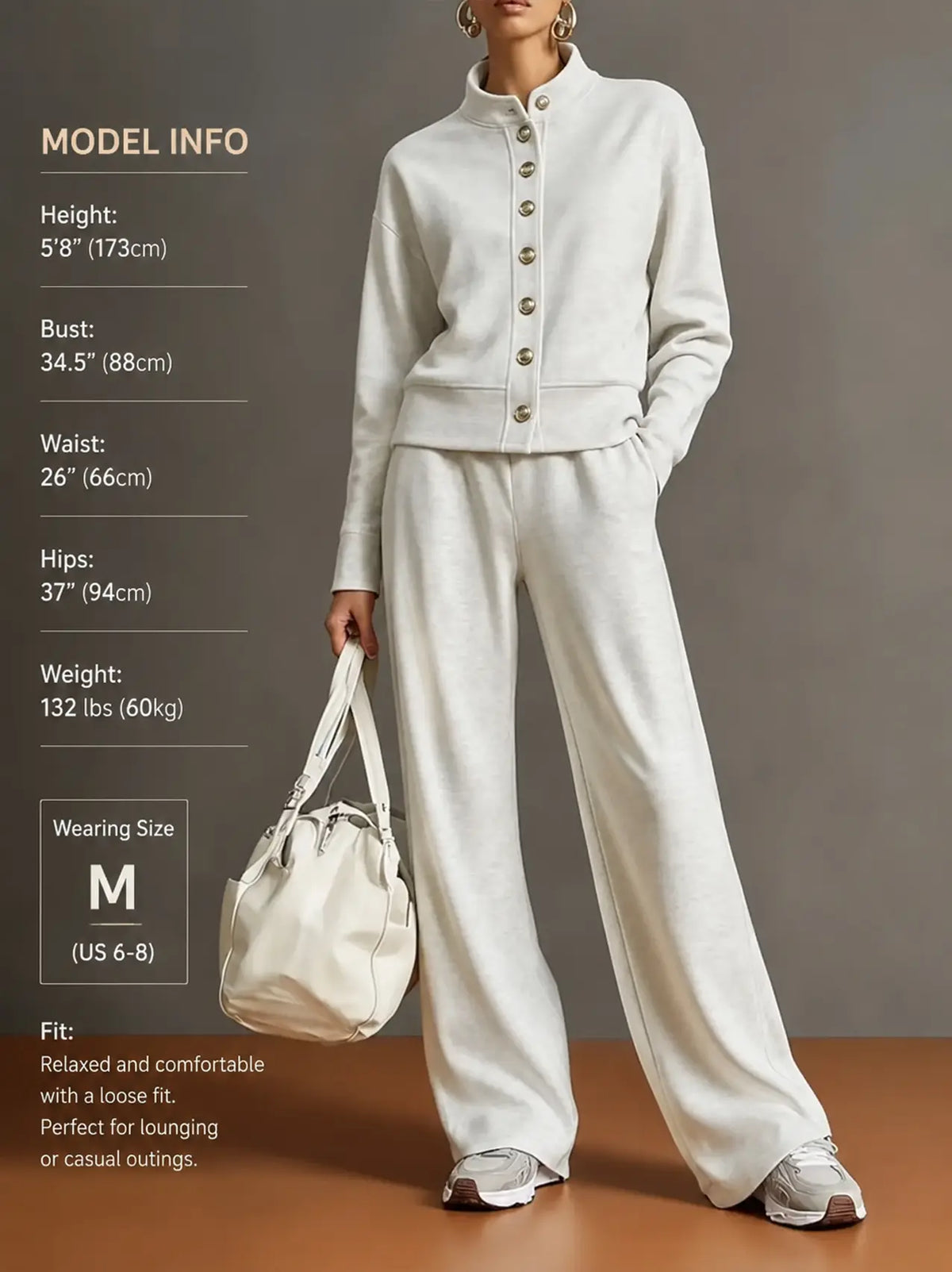 ⭐ The Everyday Comfort Lounge Set | Stand Collar Jacket & Wide Leg Pants Two Piece Outfit