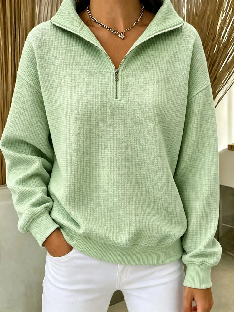 ⏰Last Day 70% OFF 🔥 Women's Waffle Knit Quarter-Zip Sweatshirt