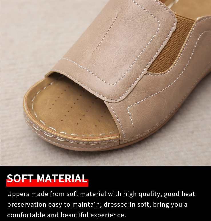 Women's sandals with an elastic wedge heel and wide toe to support the arch of the foot