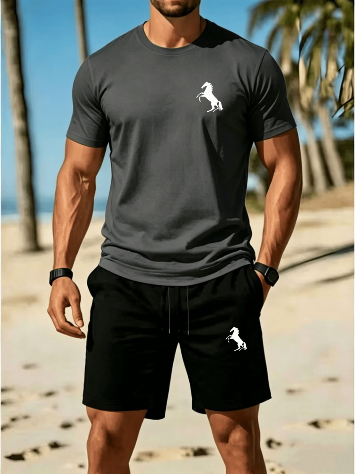 Casual summer t-shirt and shorts set for men