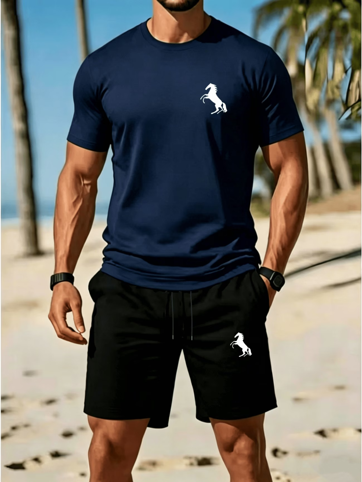 Casual summer t-shirt and shorts set for men
