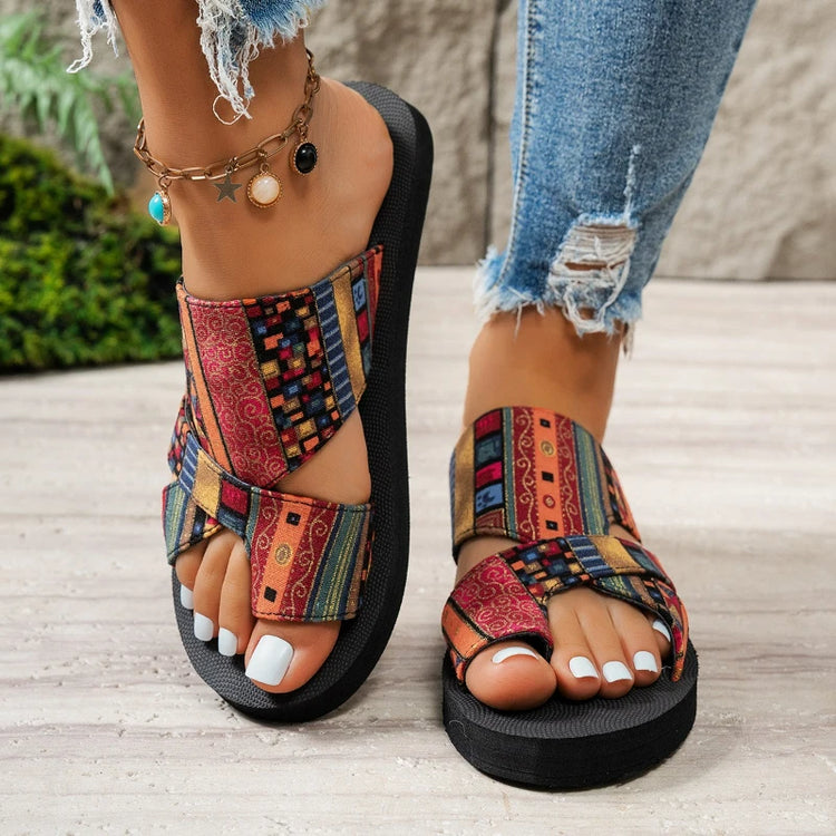 ⏰Last Day 70% OFF 🔥 TOPSFANO® Women's Boho Print Flat Sandals