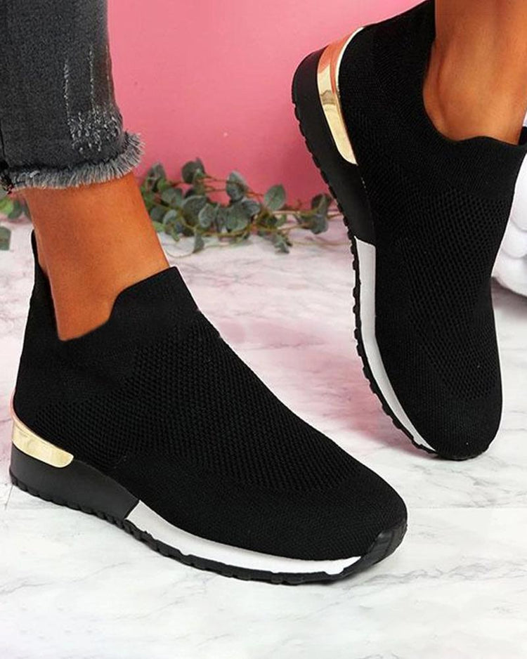Women's Sneakers Elastic Slip on Flat Walking Shoes