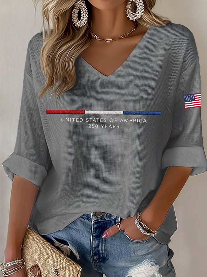 Women's United States 250th Anniversary Waffle Long Sleeve T-Shirt