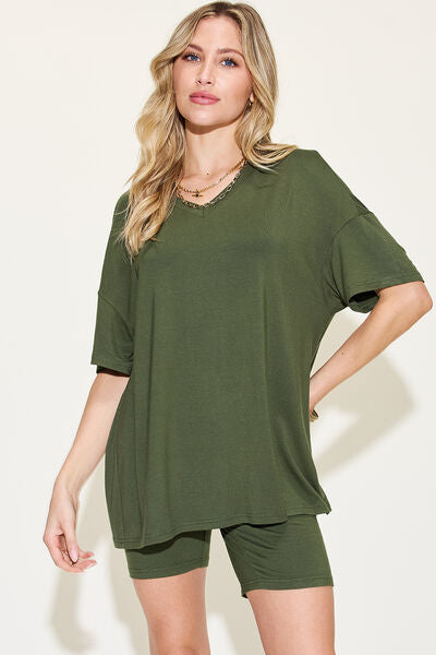 Women's Soft Rayon V-Neck Lounge Set