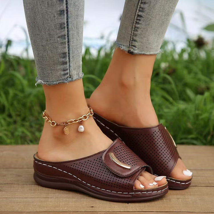 Peep Toe Hollow Out Slippers