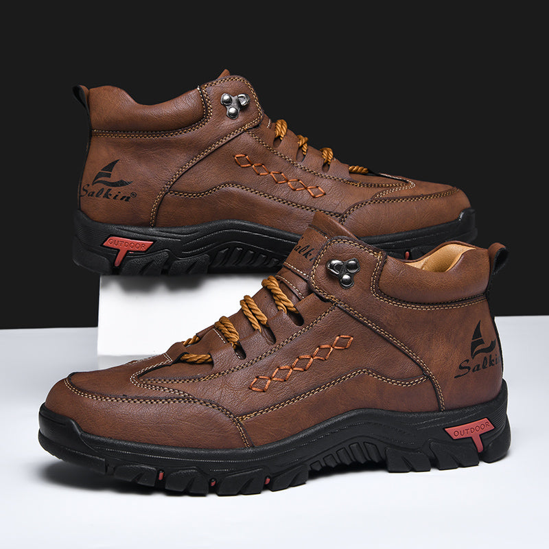 ⏰Last Day 70% OFF 🔥 Men’s Leather Driving Boots–Pressure Relief, Waterproof, Slip-Resistant, Wide Toe, Arch&Ankle Support for Everyday & Travel