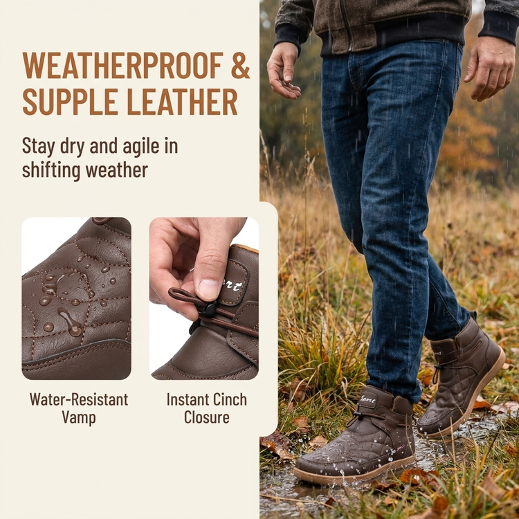 ⏰Last Day! 45% OFF  🔥TOPSFANO®Men’s Cowhide Wide-toe Watreproof Orthopedic Walking Boots