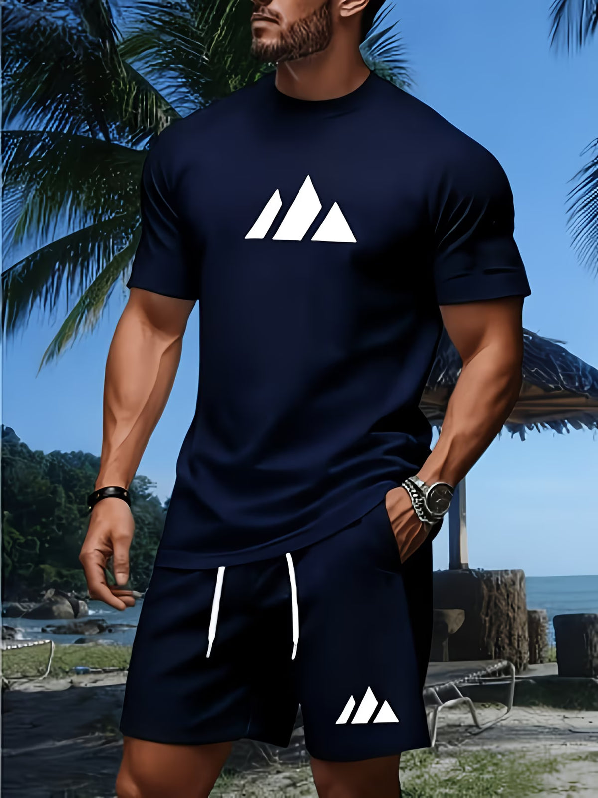 Sporty t-shirt and shorts set for men