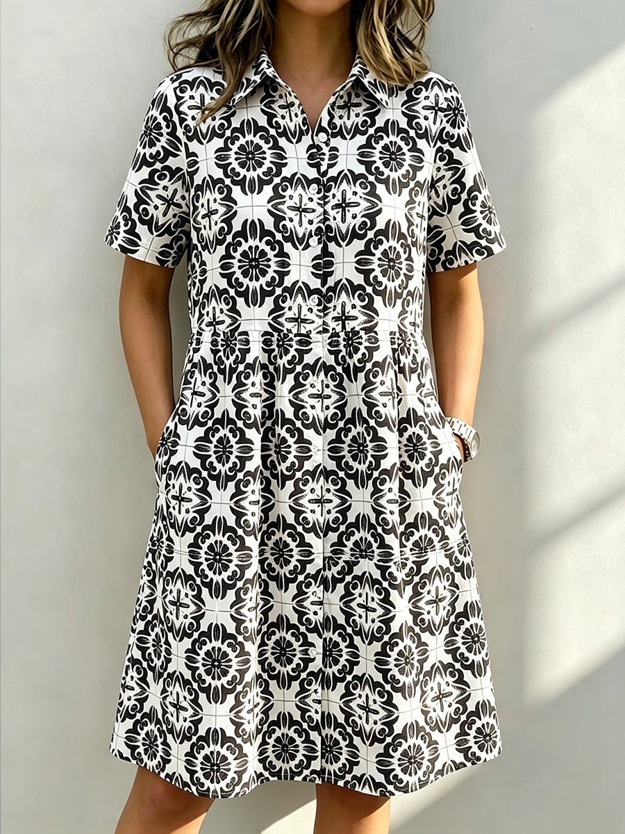 ⏰Last Day 70% OFF 🔥 Santorini Inspired Print Shirt Dress