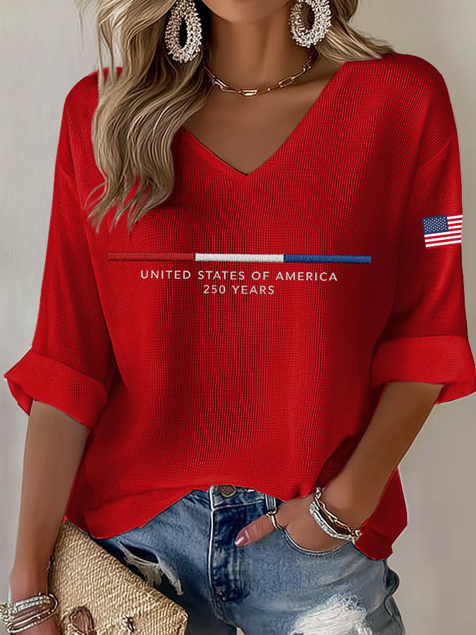 Women's United States 250th Anniversary Waffle Long Sleeve T-Shirt