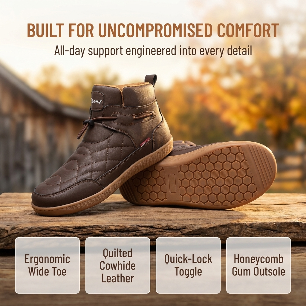 ⏰Last Day! 45% OFF  🔥TOPSFANO®Men’s Cowhide Wide-toe Watreproof Orthopedic Walking Boots