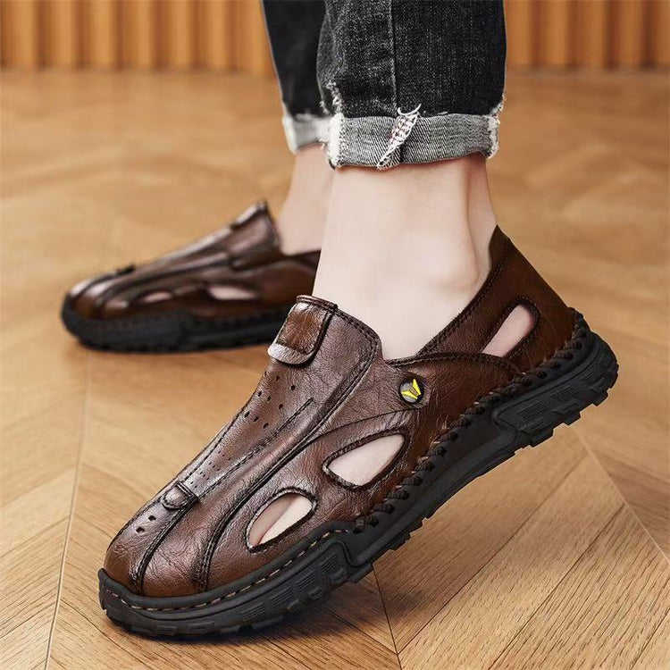 ⏰Last Day 70% OFF 🔥 TOPSFANO®Men's Genuine Leather Breathable Slip-on Sandals