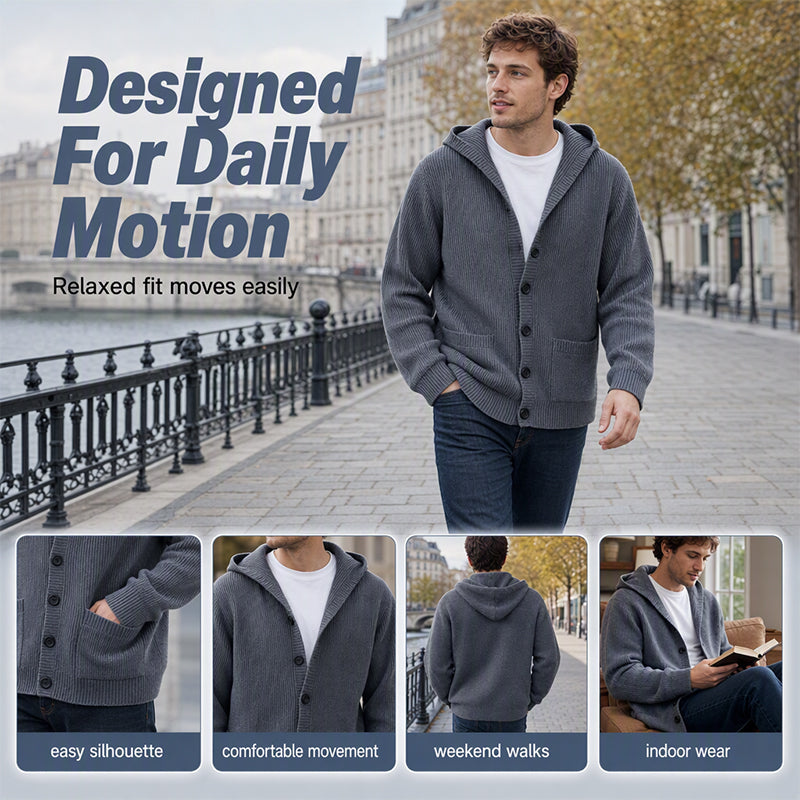 Trending Now⭐🧥 Men's Hooded Button-Front Cardigan