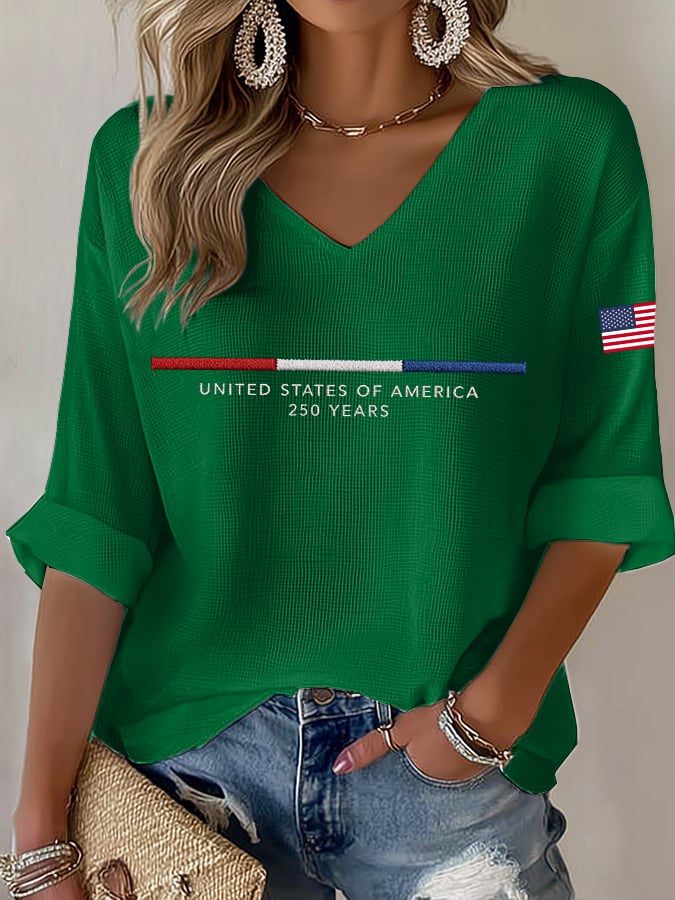 Women's United States 250th Anniversary Waffle Long Sleeve T-Shirt