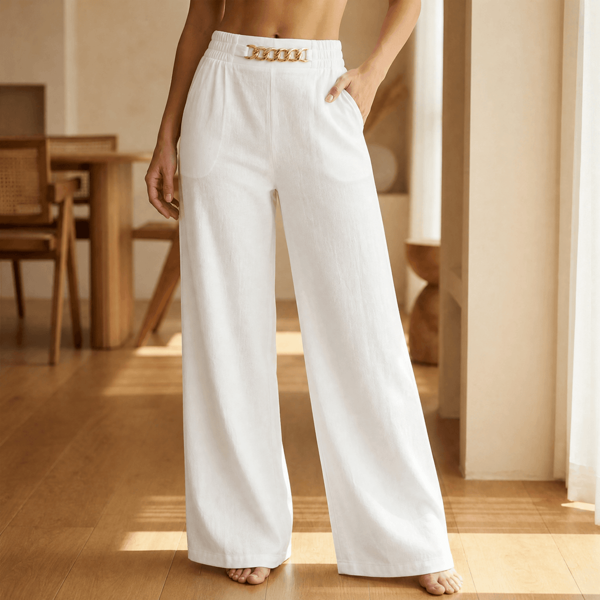 Women’s Gold Accent Wide Leg Trousers