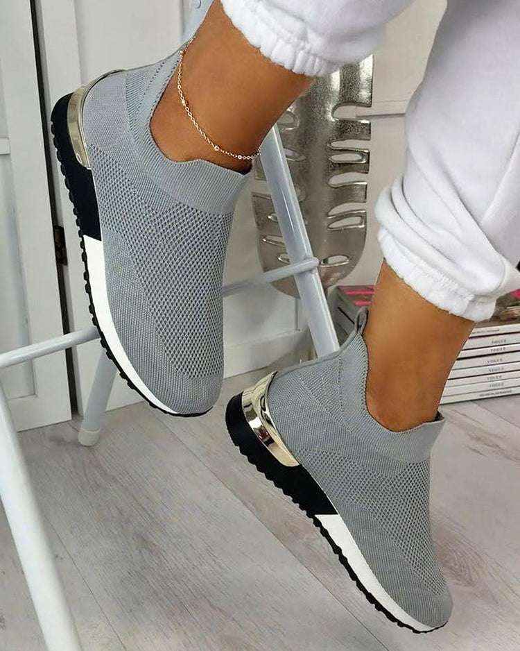 Women's Sneakers Elastic Slip on Flat Walking Shoes