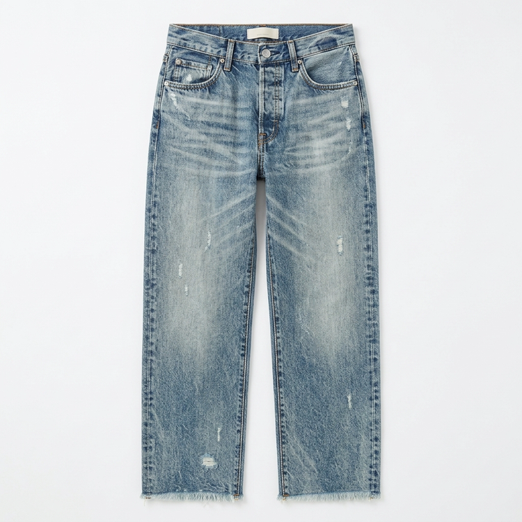 Women's Retro Fringed Cropped Straight Leg Jeans