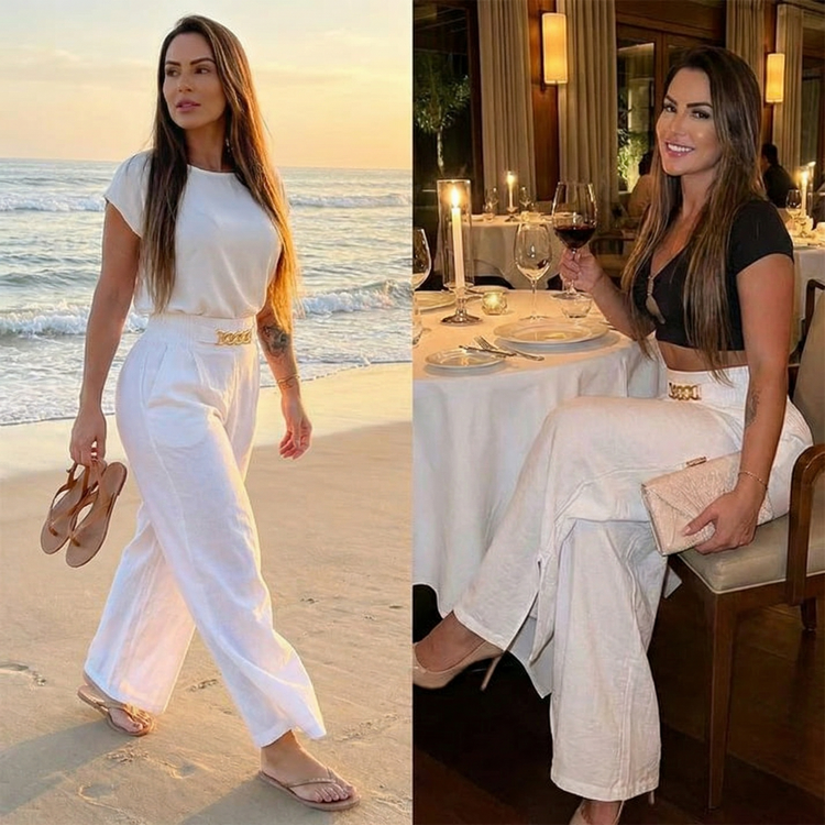 Women’s Gold Accent Wide Leg Trousers
