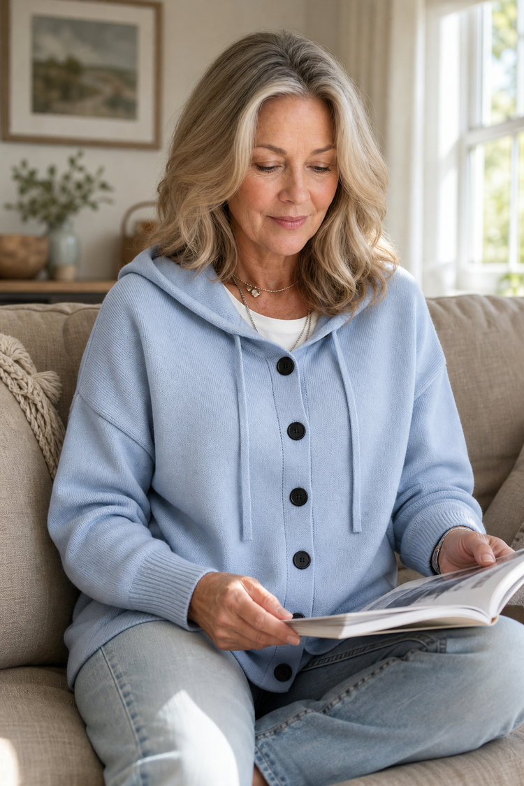 Wearbella – Hooded Ribbed Knit Drawstring Cardigan