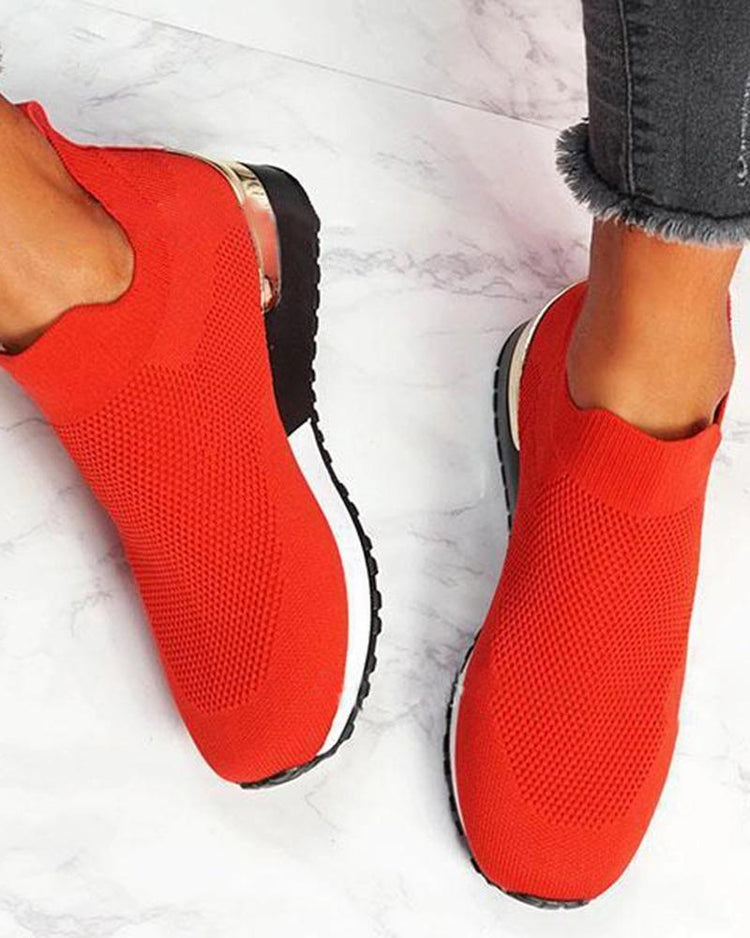 Women's Sneakers Elastic Slip on Flat Walking Shoes