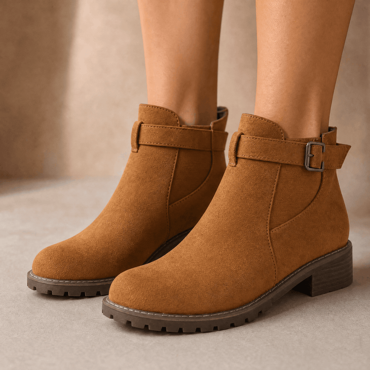 Women's Suede-Look Buckle Ankle Booties